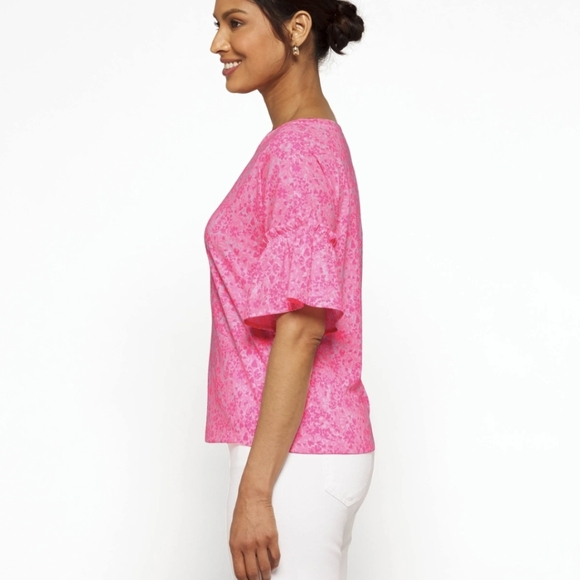 Lilly Pulitzer Ziva Pink Floral Ruffle Sleeve Top Sz.S - Picture 3 of 8